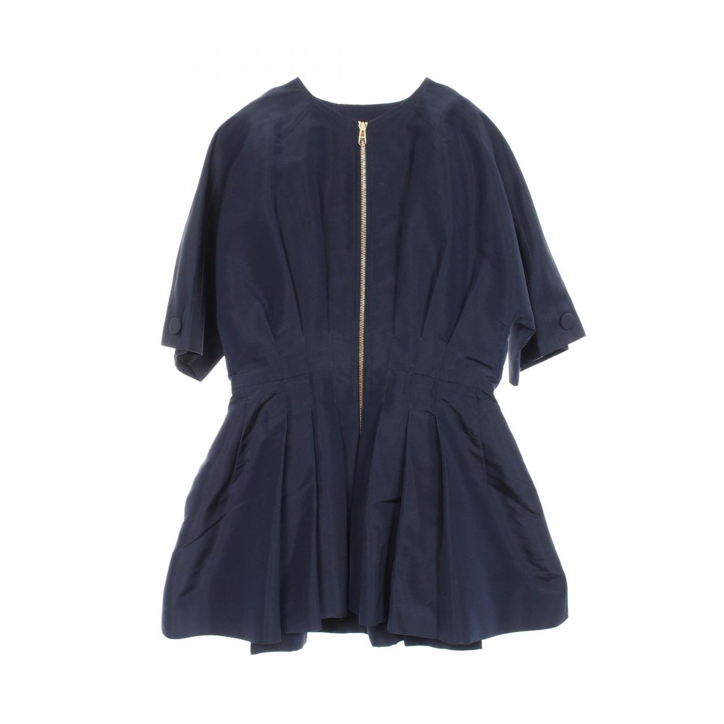Dior Silk Front Zip Tunic Blouse - Exquisite Navy Elegance