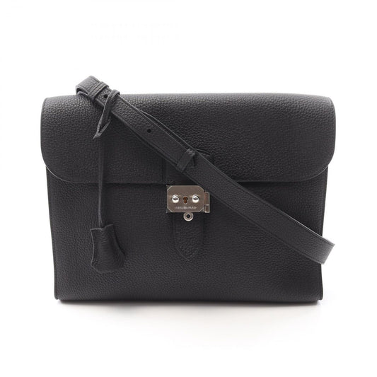 HERMES Sac à Dépêches 29 Black Leather Messenger Bag