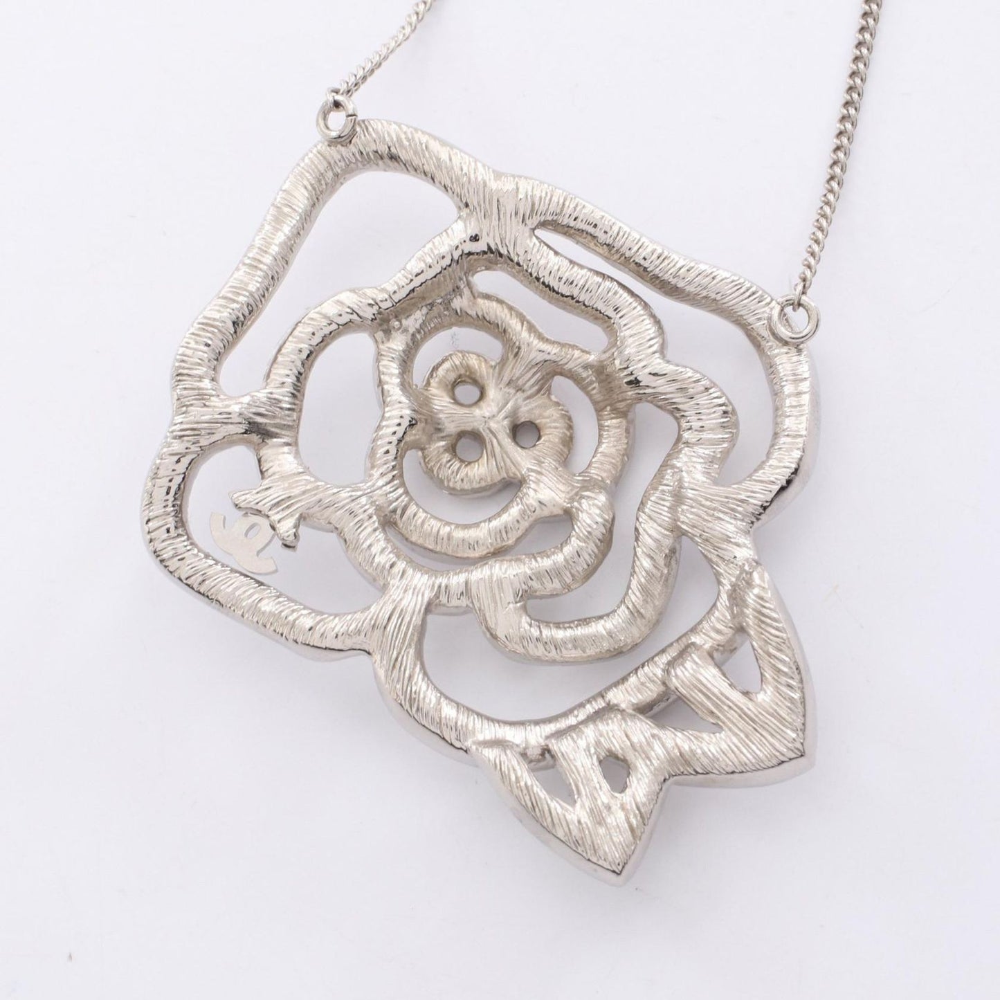 CHANEL Camellia Coco Mark Necklace in Stainless Steel