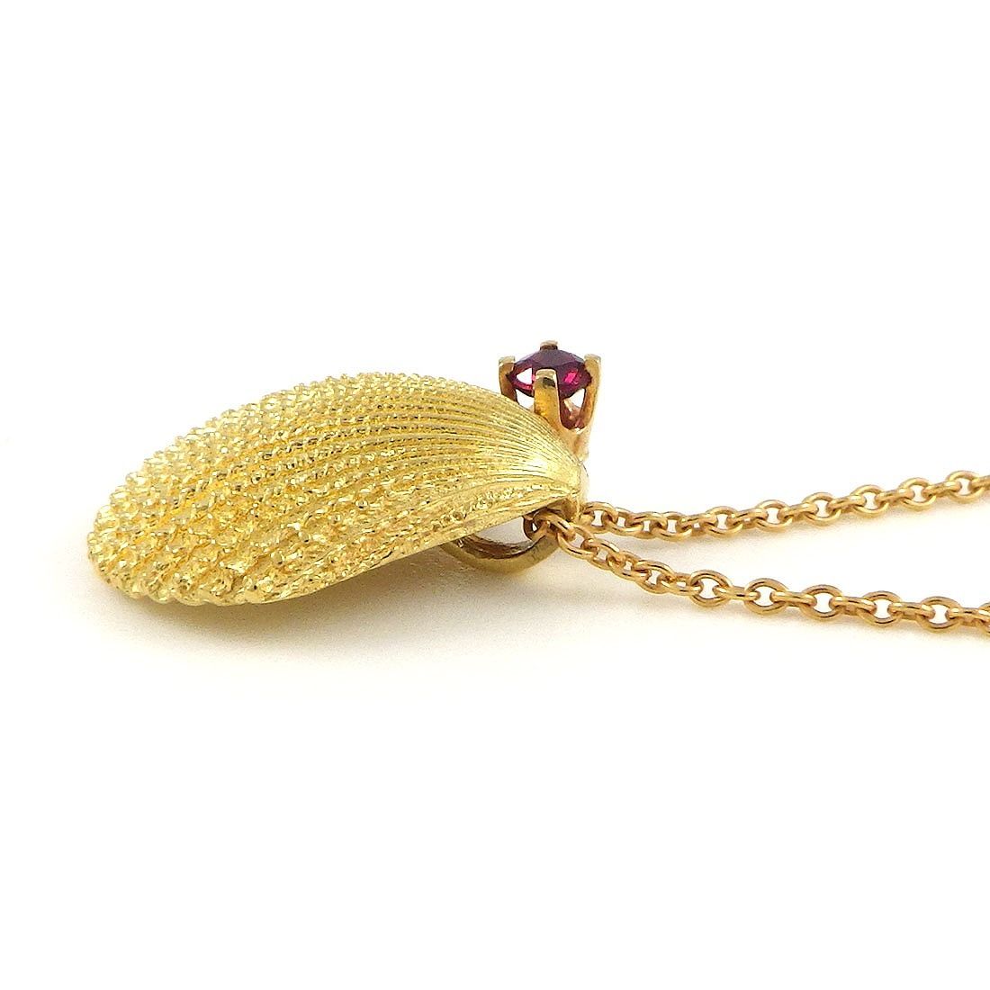 Tiffany & Co. Shell Motif Necklace with Ruby in 18K Yellow Gold