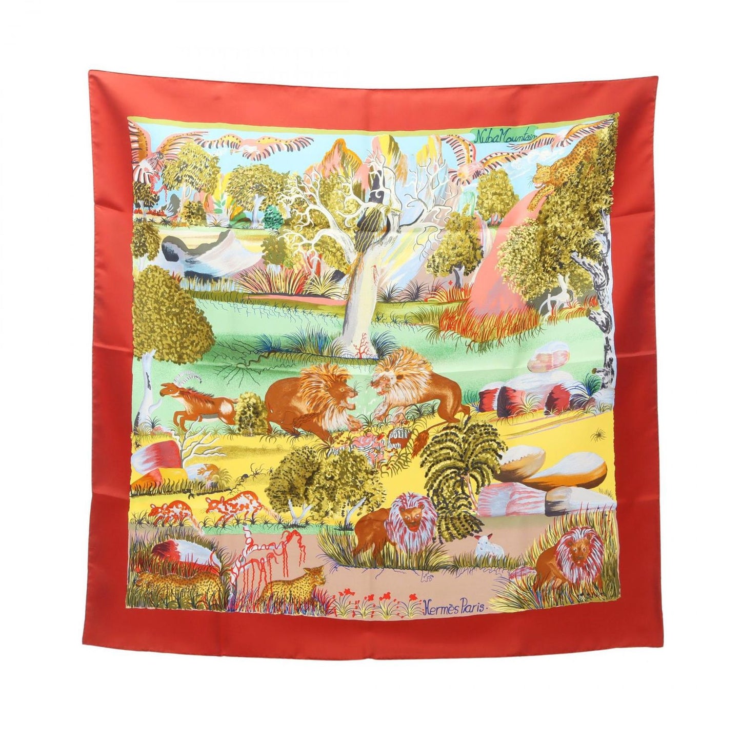 HERMES Nuba Mountain Silk Scarf - Bordeaux & Multicolor