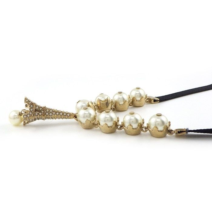 Christian Dior Eiffel Tower Motif Choker with Imitation Pearls