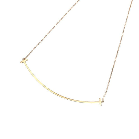 Tiffany & Co. T Smile Necklace in K18 Pink Gold - Exquisite Elegance