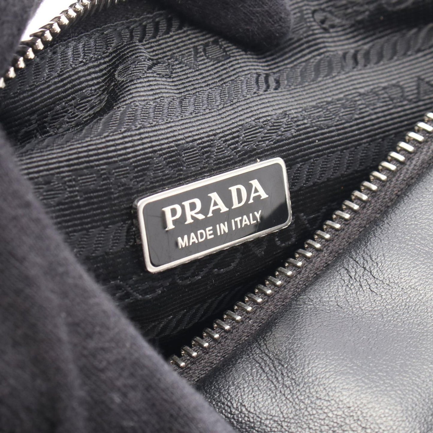 PRADA Grace Lux Triangle Shoulder Bag in Black Leather