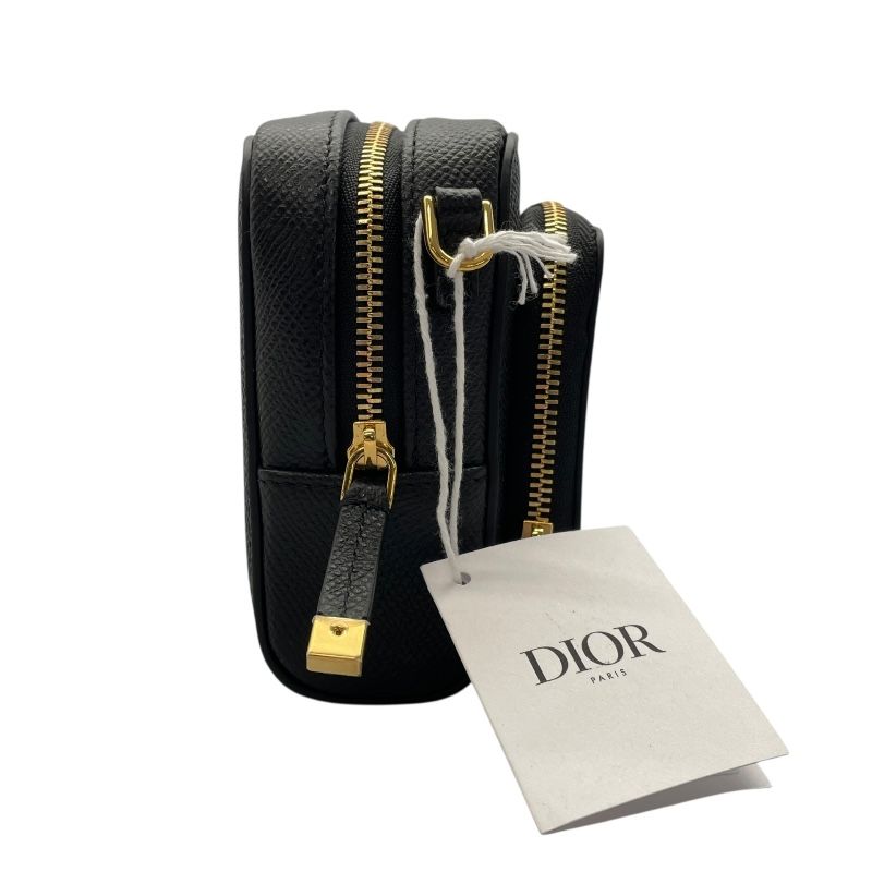 Christian Dior Calo Double Pouch Shoulder Bag - Black & Gold