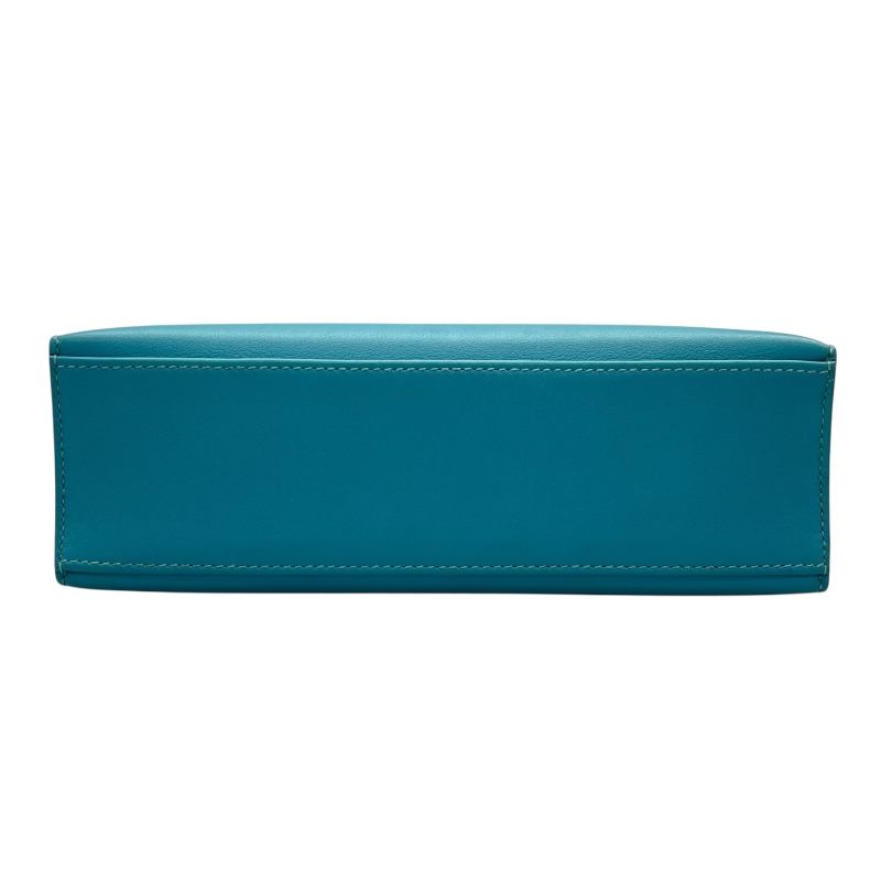 HERMES Kelly Pochette T Stamp in Blue Paon with Silver Hardware