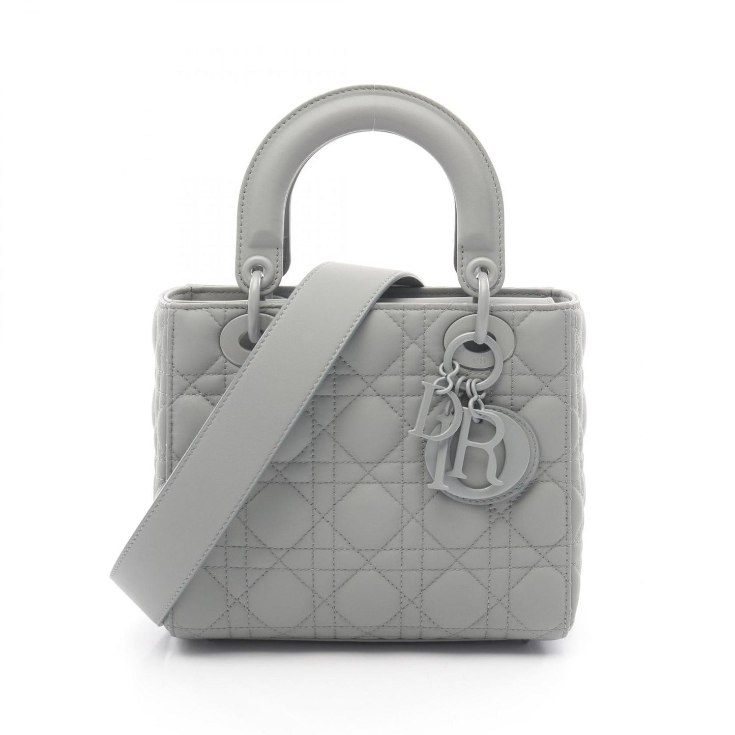 Dior Lady Dior Small Cannage Handbag in Gray Leather