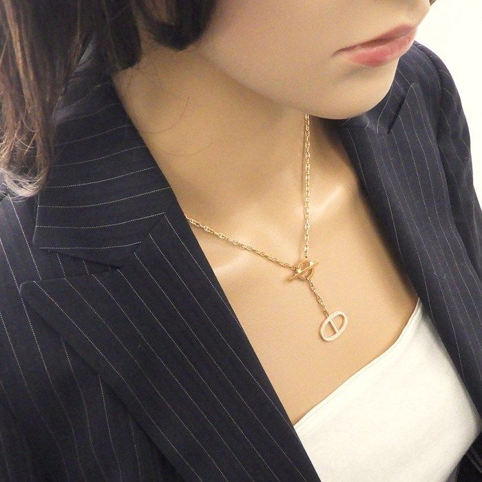 HERMES Chaine d'Ancre Contour GM Necklace with Diamonds