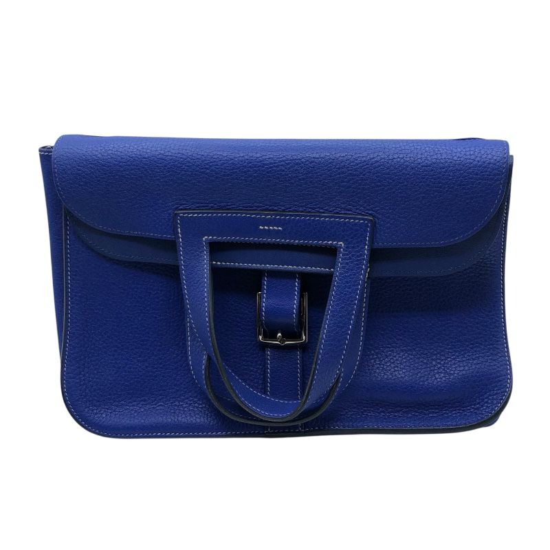 HERMES Arzan 31 Electric Blue Togo Leather Shoulder Bag