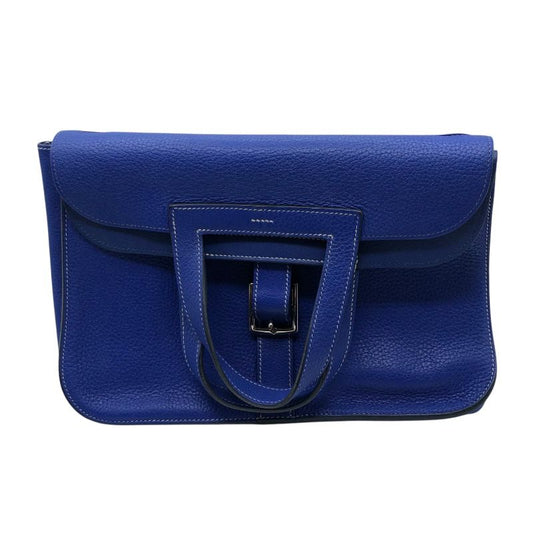 HERMES Arzan 31 Electric Blue Togo Leather Shoulder Bag