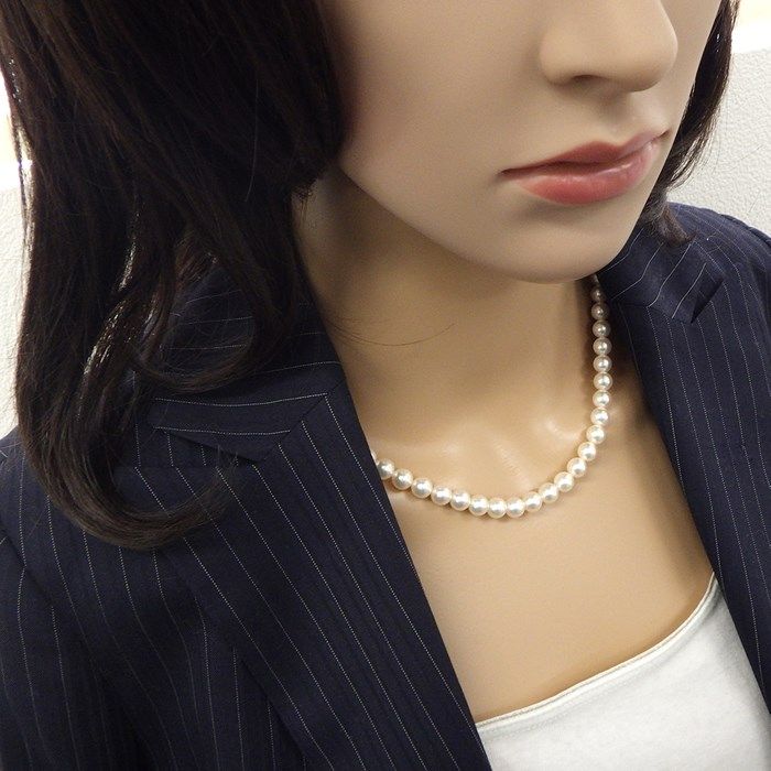 MIKIMOTO 7.0-7.5mm Pearl Necklace in Silver 925 - Exquisite Craftsmanship