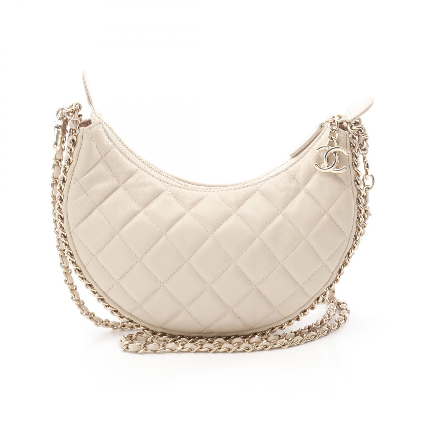 CHANEL Matelassé Small Hobo Bag in Cream Lambskin - AS3917