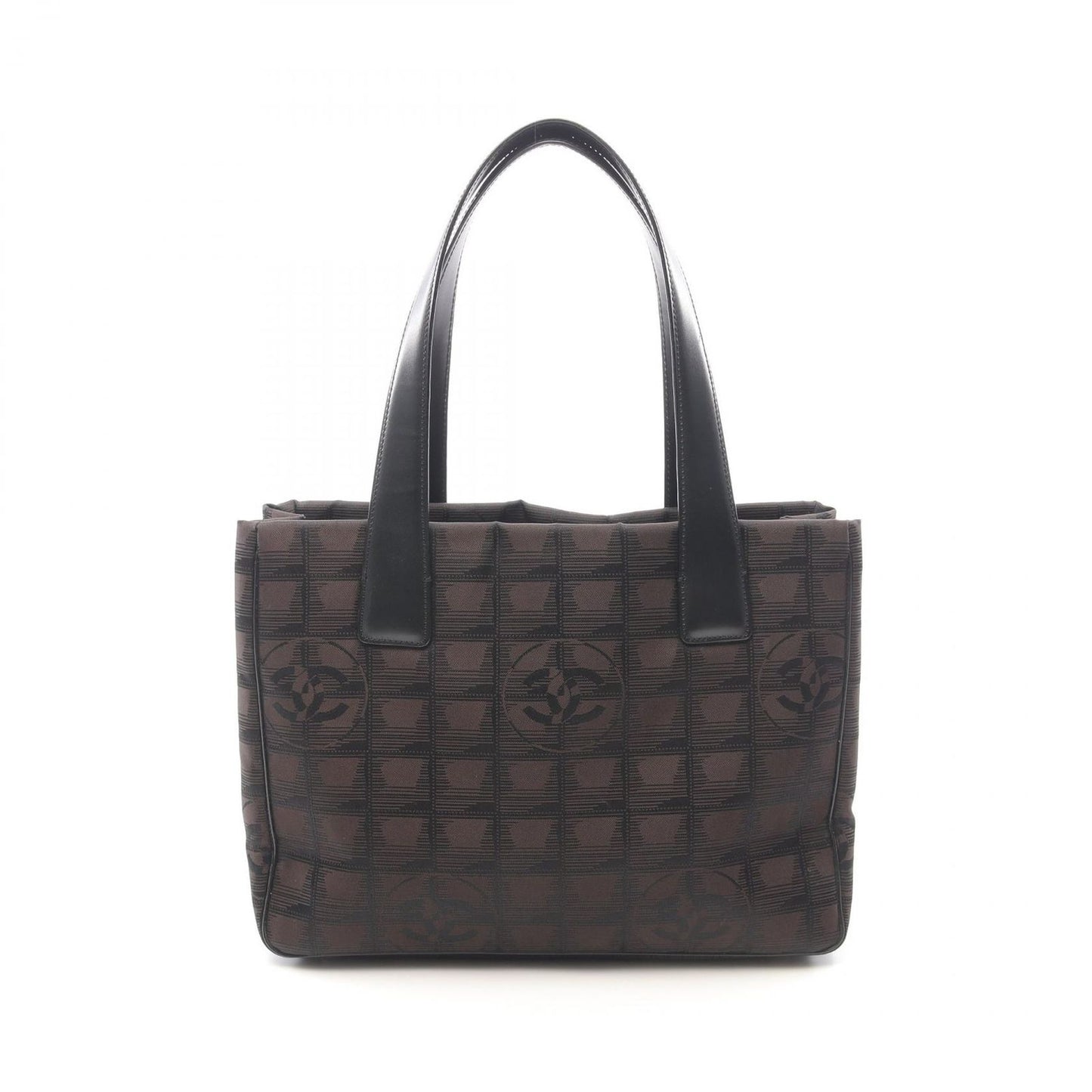 CHANEL Black & Dark Brown Nylon Canvas Tote Bag - New Travel Line PM