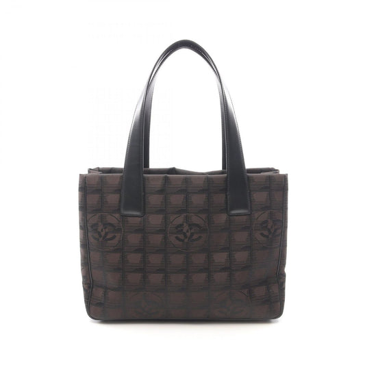 CHANEL Black & Dark Brown Nylon Canvas Tote Bag - New Travel Line PM