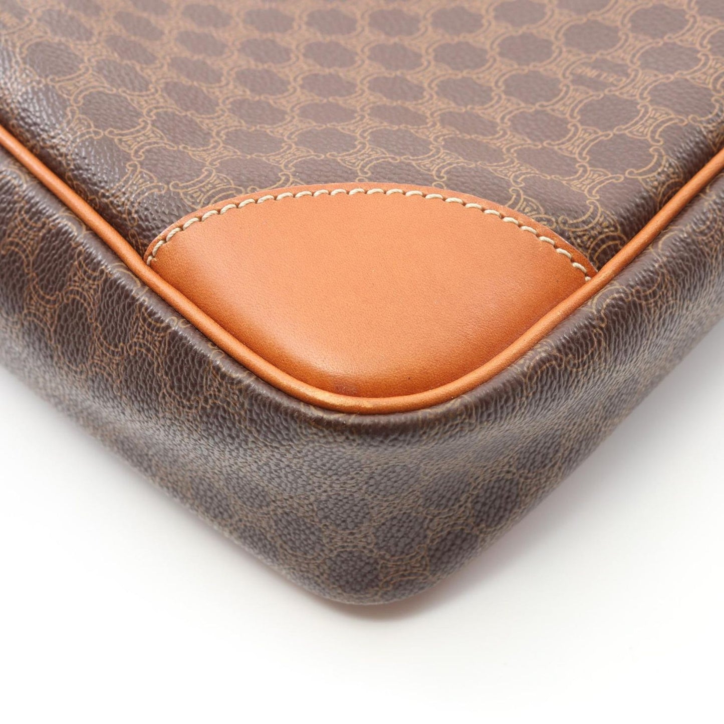 CELINE Macadam Shoulder Bag in Dark Brown PVC Coated Canvas