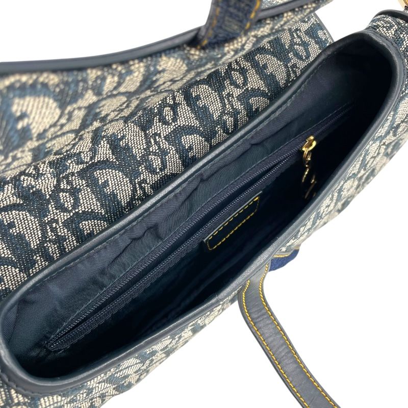 Christian Dior Saddle Bag in Navy Canvas - Timeless Elegance
