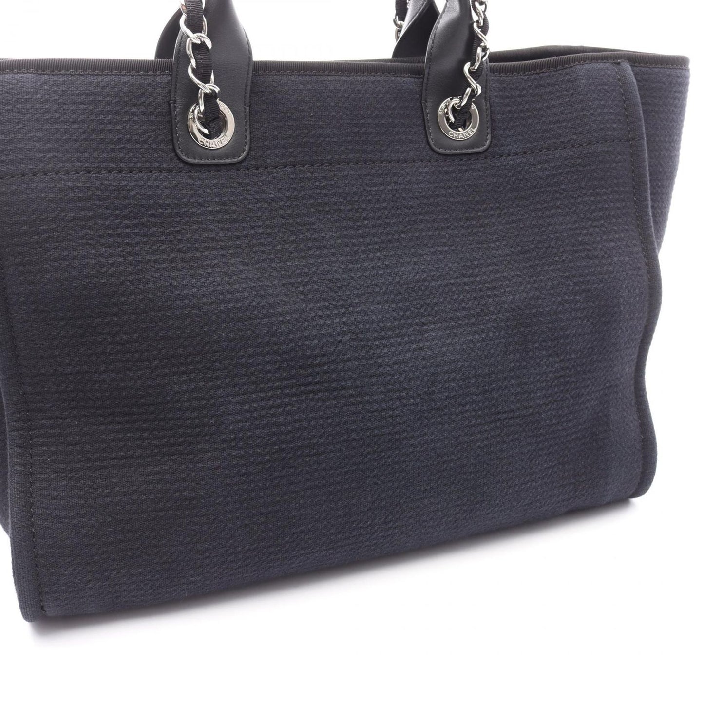 CHANEL Deauville Tote Bag A66941 in Black Canvas & Leather