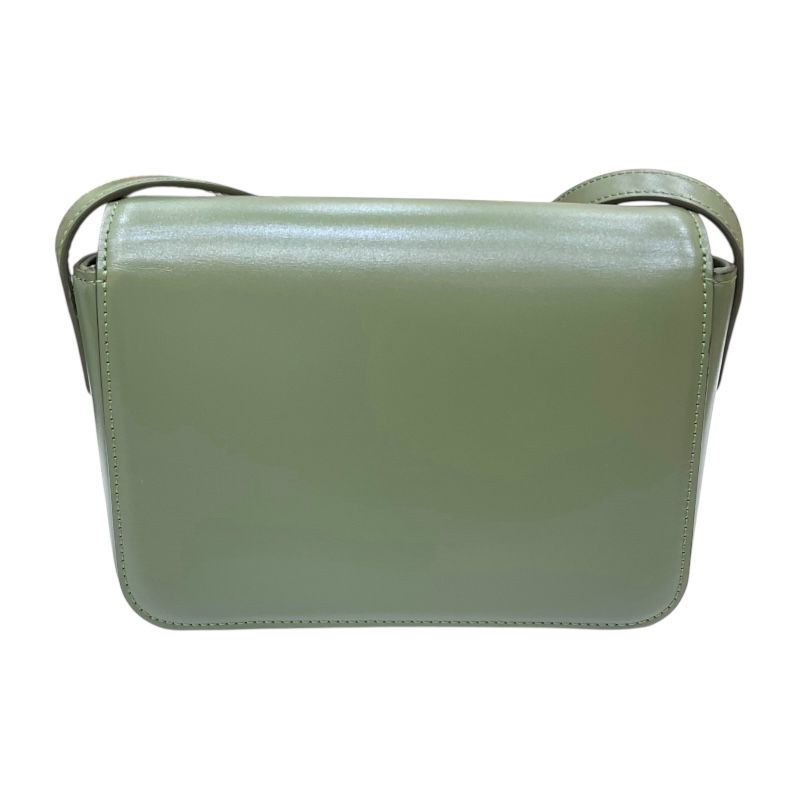 CELINE Triomphe Shoulder Bag in Khaki Shiny Calfskin