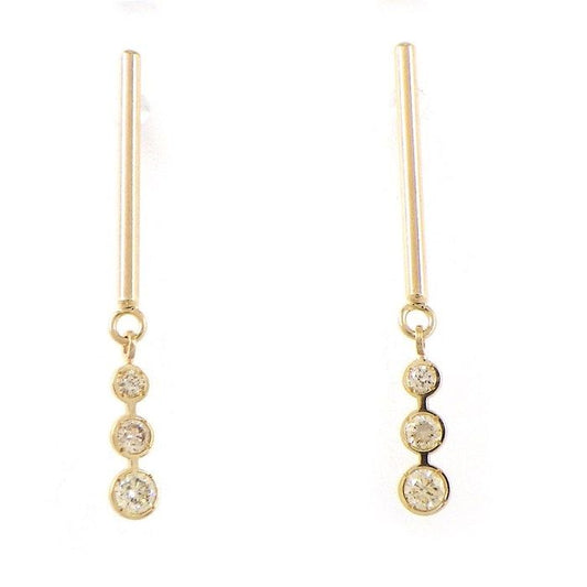Elegant Diamond Drop Earrings in 10K Yellow Gold - 0.08ct Total