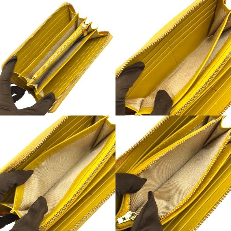 Exquisite Yellow Crocodile Leather Zipper Wallet with Gold Accents