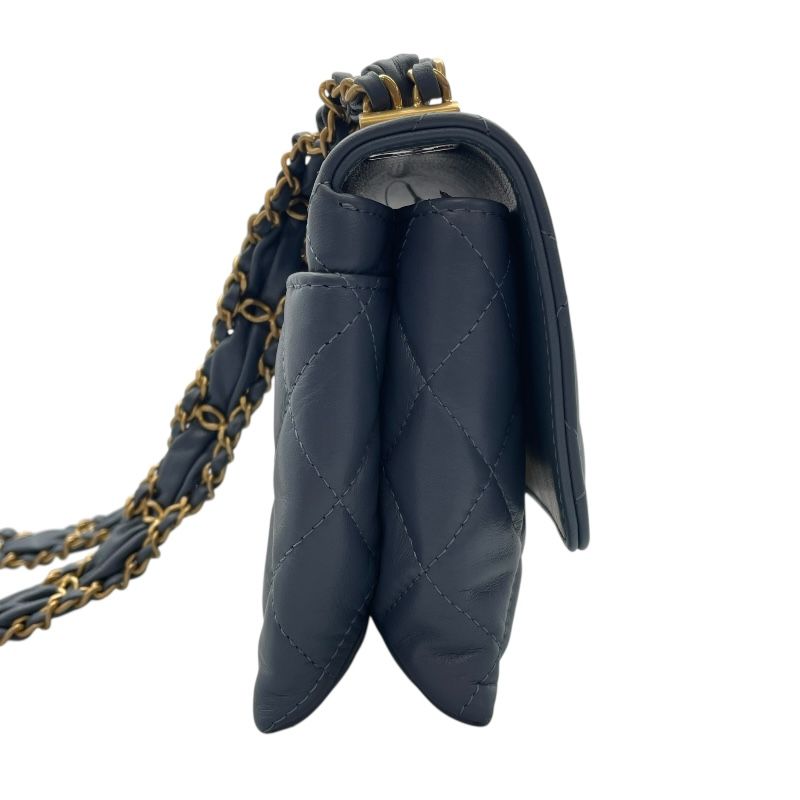 CHANEL Matelassé Small Flap Bag in Blue with Gold Hardware