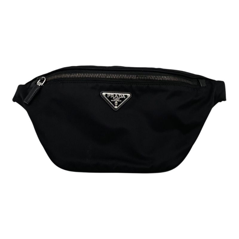 PRADA Black Nylon Waist Bag with Silver Hardware - Men's Luxury Accessory