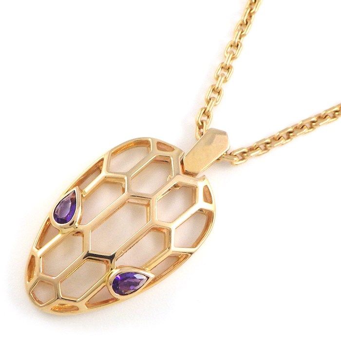 BVLGARI Serpenti Small Snake Motif Necklace with Amethyst