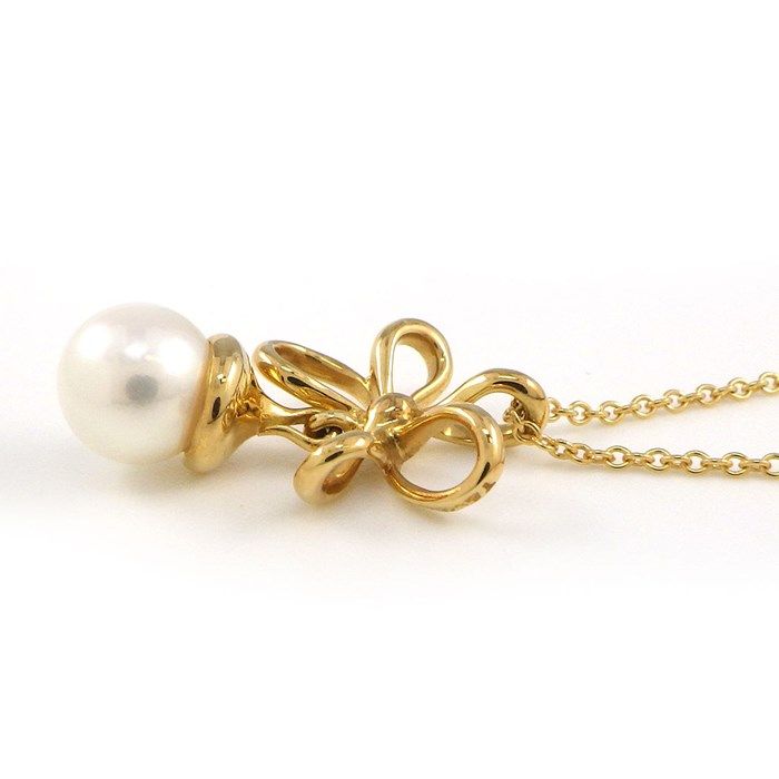 Tiffany & Co. Flower Motif Necklace with 7mm Pearl in K18YG