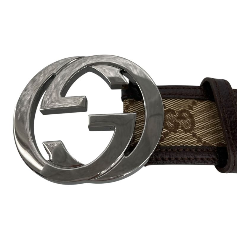 GUCCI Interlocking G Belt - Brown GG Canvas - Unisex - 80cm