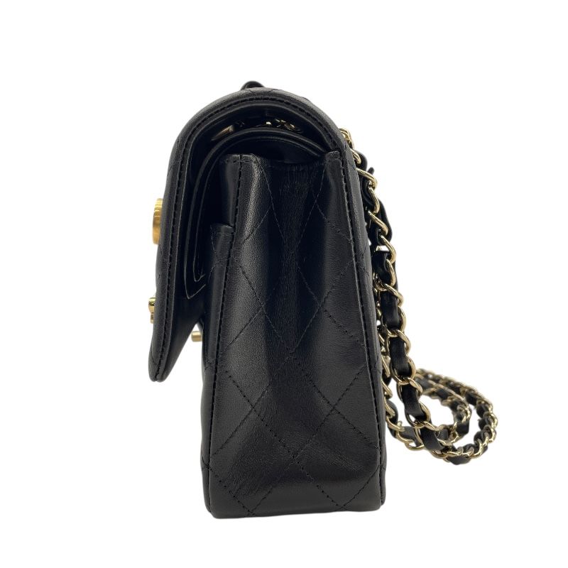 CHANEL Matelassé 25 Wappen Black Lambskin Shoulder Bag