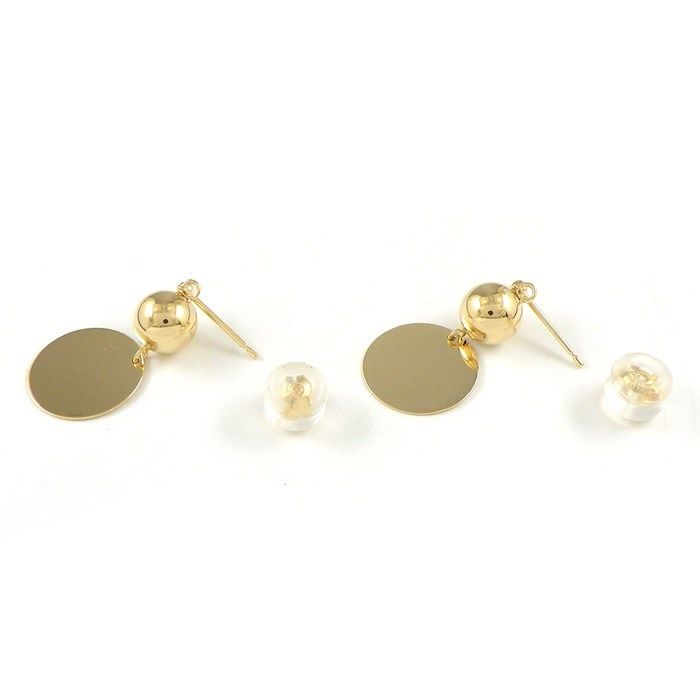 K18YG Circle Plate Ball Earrings - Exquisite Japanese Craftsmanship