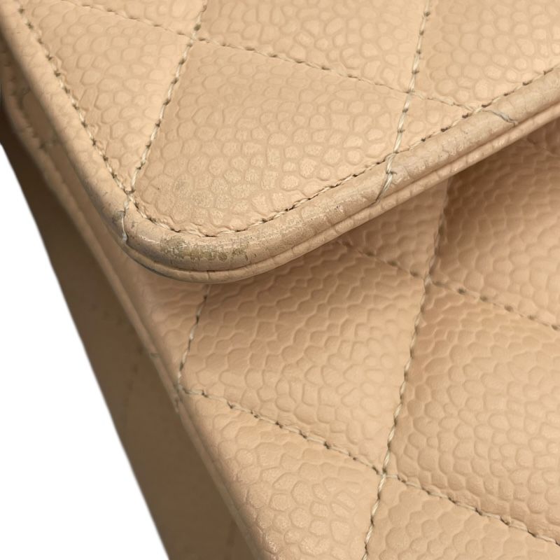 CHANEL Matelassé 25 Beige Caviar Leather Shoulder Bag