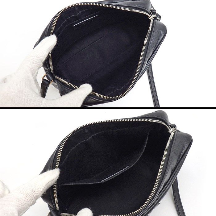 YSL Lou Camera Bag Heart in Black & Red Calfskin Leather