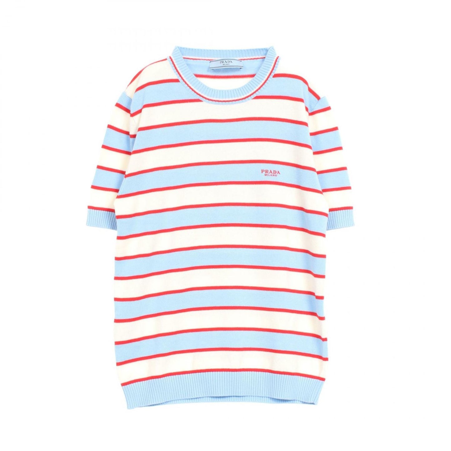 PRADA Striped Cotton Crew Neck Sweater - Timeless Elegance