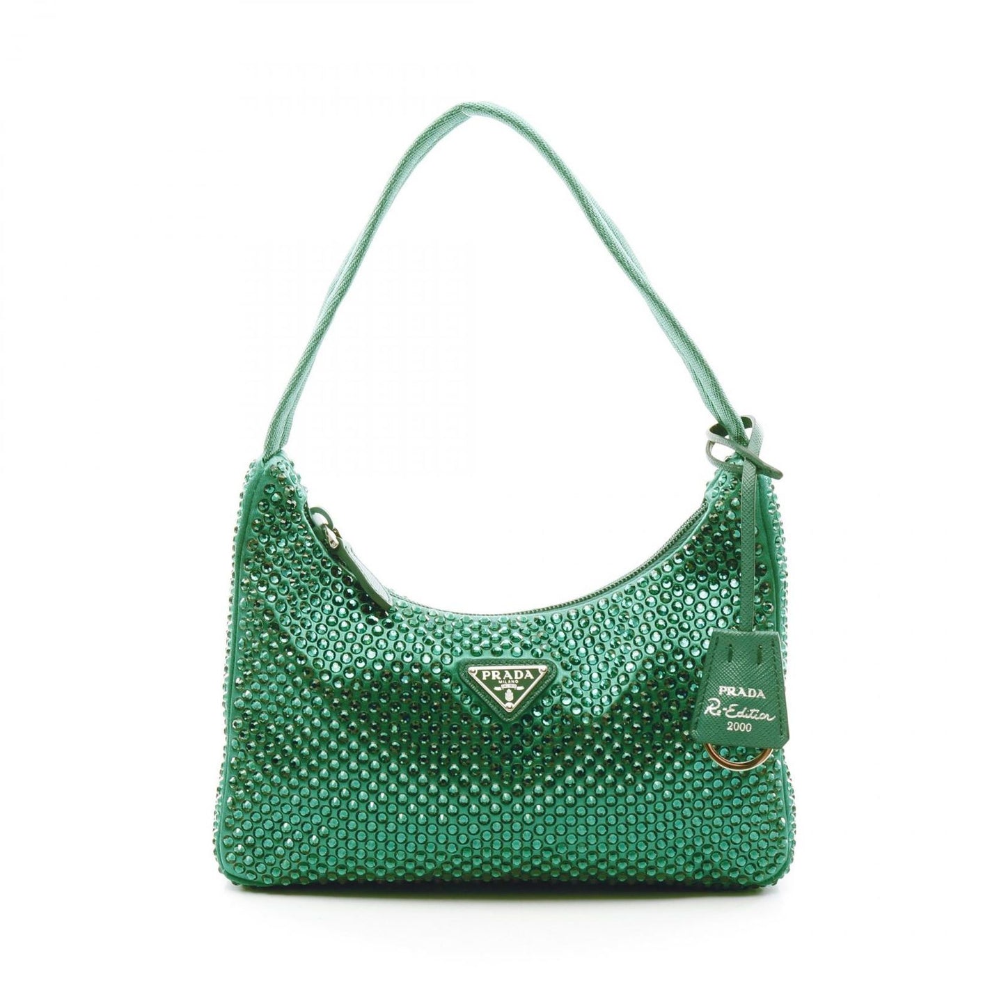 PRADA Re-Edition 2AWL CRYSTAL Handbag in Green Fabric
