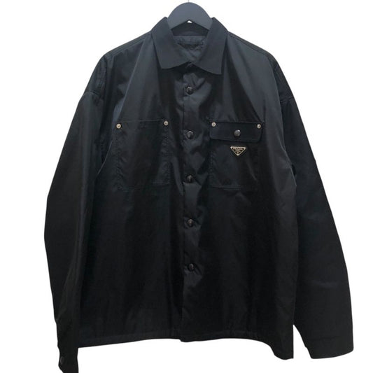 PRADA RE-NYLON Triangle Logo Shirt Jacket in Black - Size L