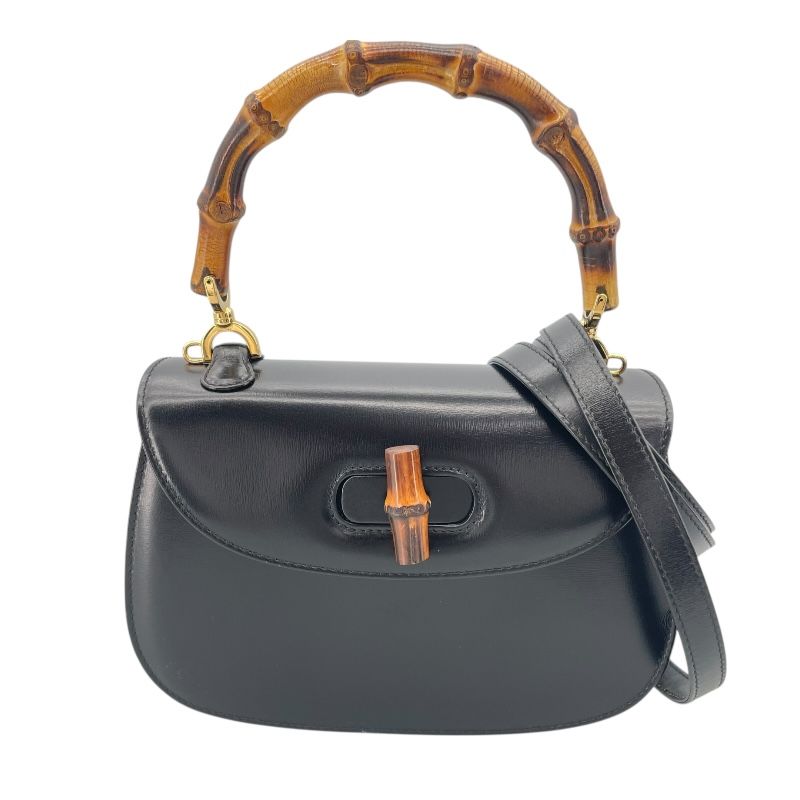 GUCCI Bamboo Shoulder Bag in Black Leather - Timeless Elegance