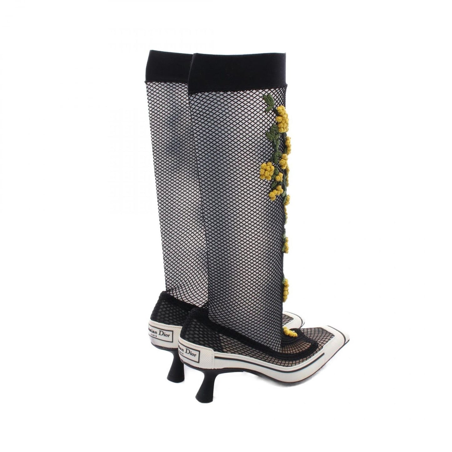 Dior Mesh Boots - Elegant Black Fabric, Size 37