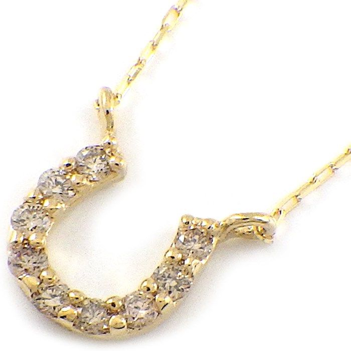 Mini Horseshoe Diamond Necklace in K18 Yellow Gold - 0.059ct