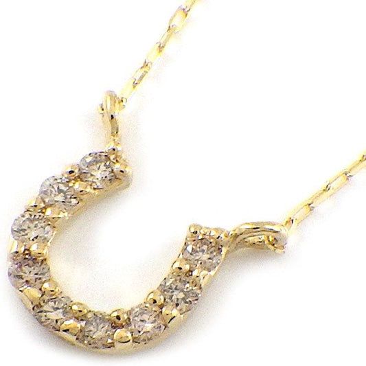 Mini Horseshoe Diamond Necklace in K18 Yellow Gold - 0.059ct