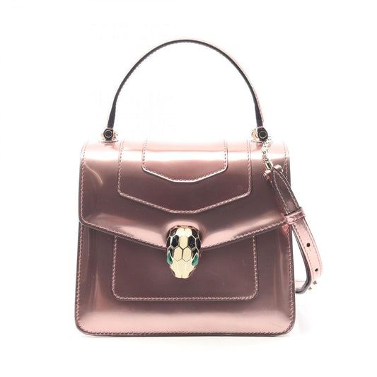 BVLGARI Serpenti Forever Metallic Pink Leather Handbag