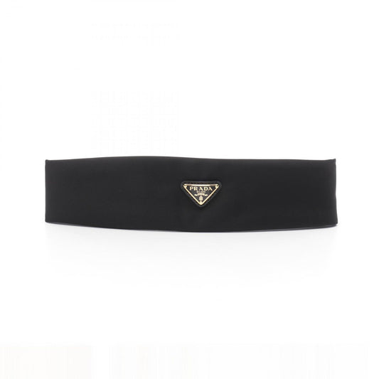 PRADA Triangle Logo Plate Hairband - Exquisite Black & Gold Design