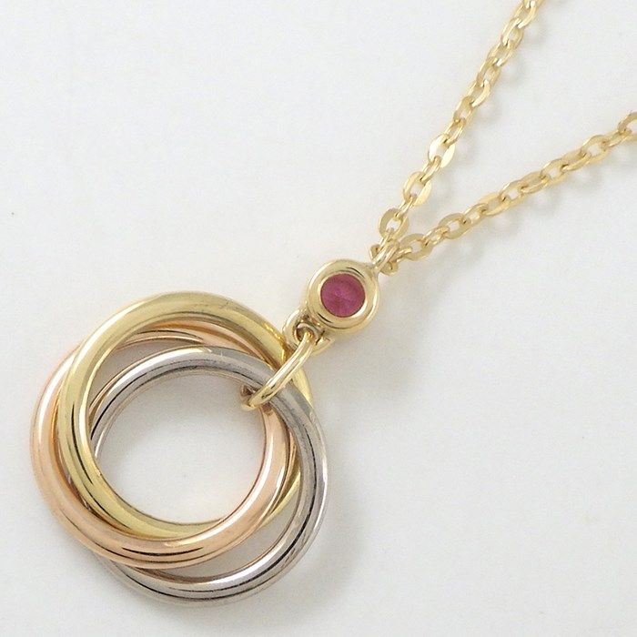 Cartier Baby Trinity Circle Necklace with Pink Sapphire - K18 Gold