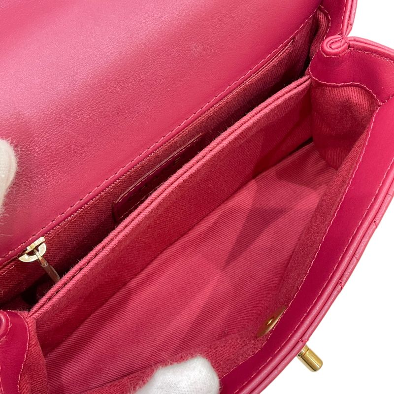CHANEL Coco Handle XS V-Stitch Pink Lambskin Handbag