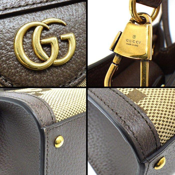 GUCCI Diana Small Handbag in Camel & Ebony Jumbo GG Canvas