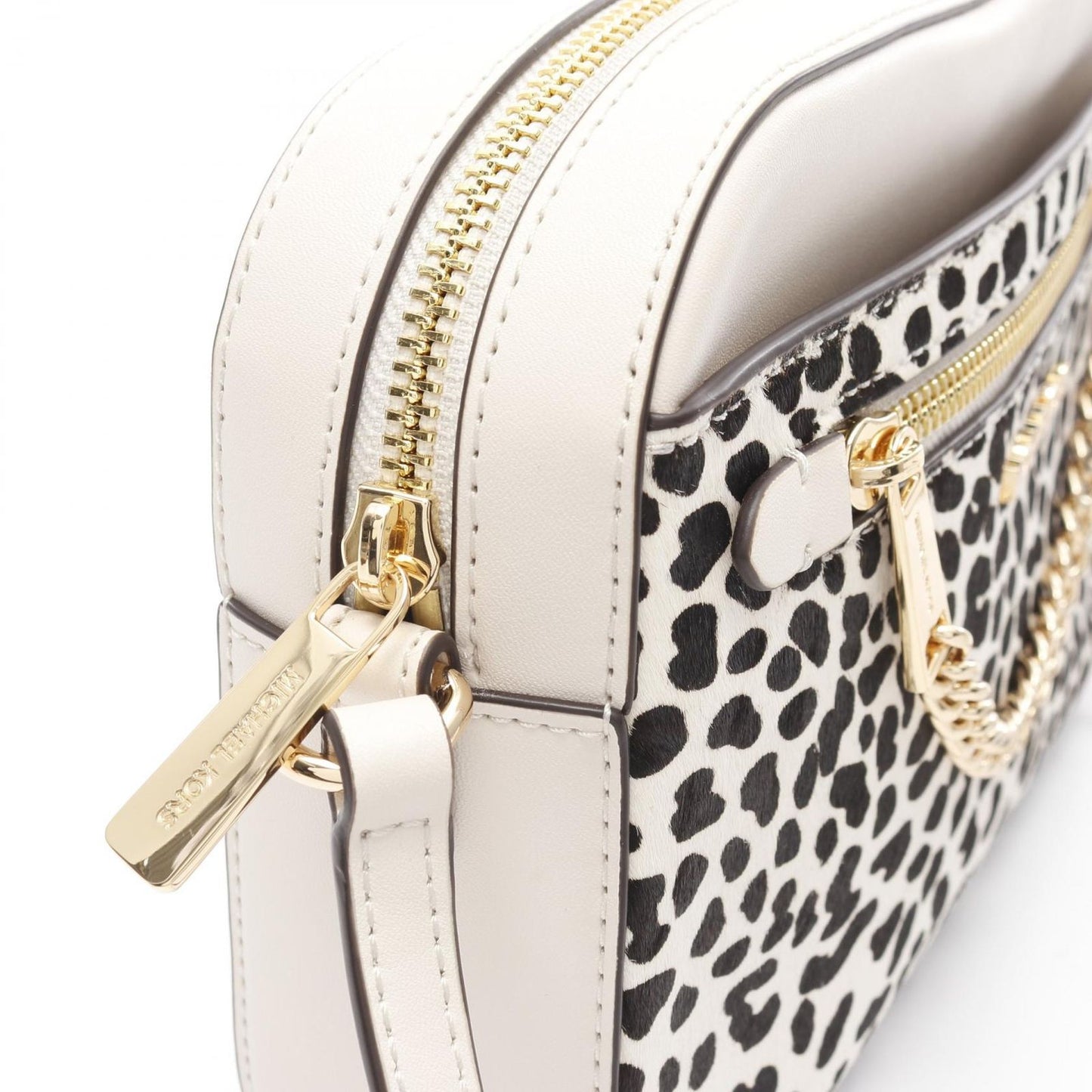 Michael Kors Jet Set Large Crossbody Bag - Ivory & Black Leather