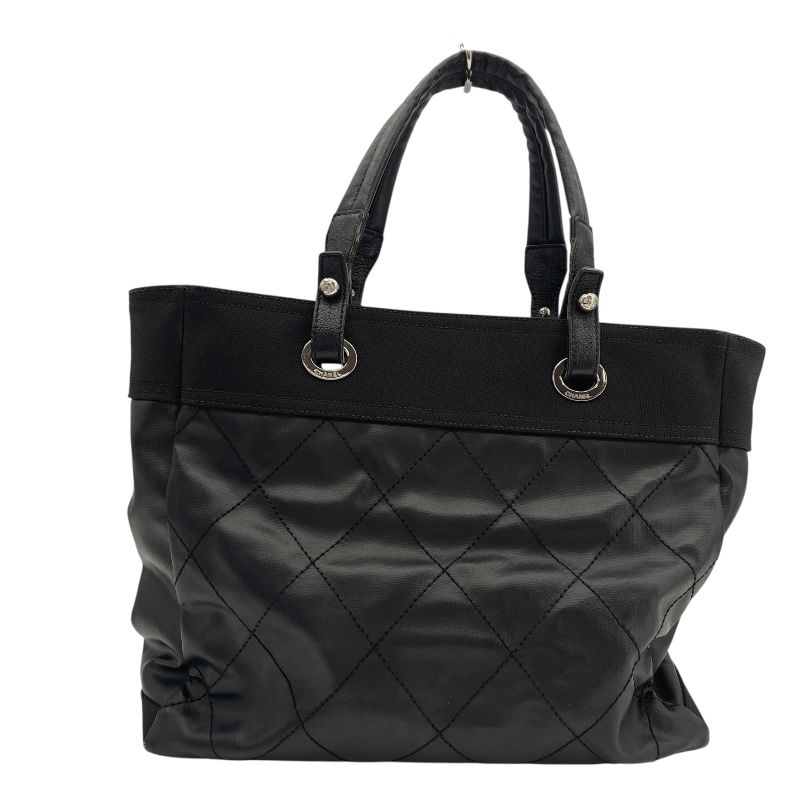 CHANEL Paris Biarritz Tote MM A34209 - Black with Silver Hardware