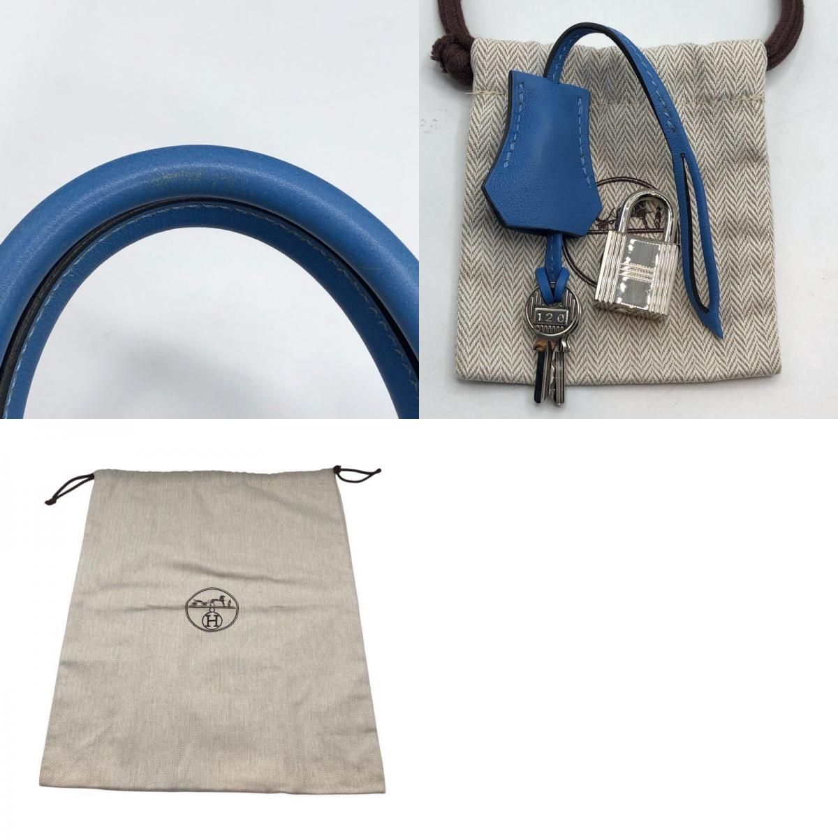 HERMES Birkin 25 T刻 Blue Paradise Swift Handbag