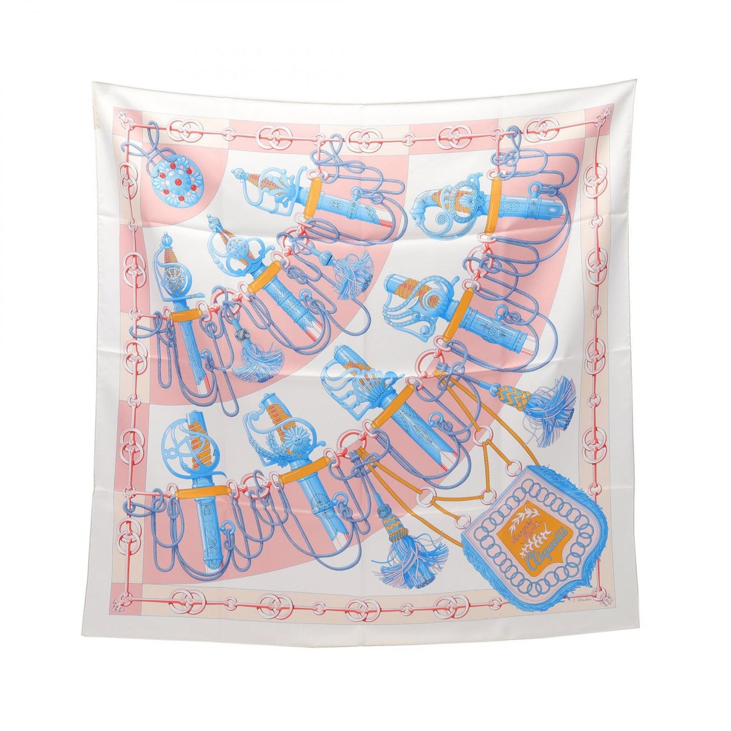 HERMES Silk Scarf Carre 90 CLIQUETIS - Unused Luxury Accessory