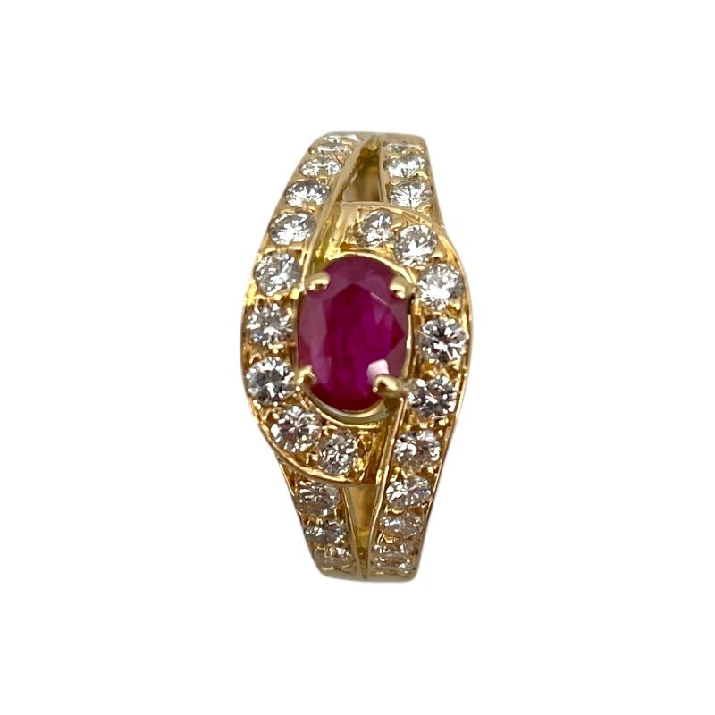 CHAUMET Ruby Diamond Ring in 750YG Gold - Exquisite Craftsmanship